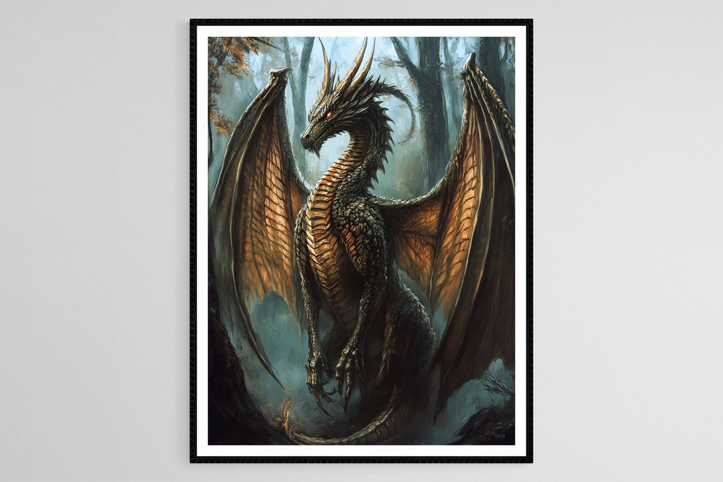 Affiche Dragon Hongrois – Poster Créature Mythologique en Forêt Mystique