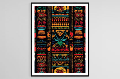 Affiche Art Tribal Africain – Imprimé Dashiki Coloré et Énergique