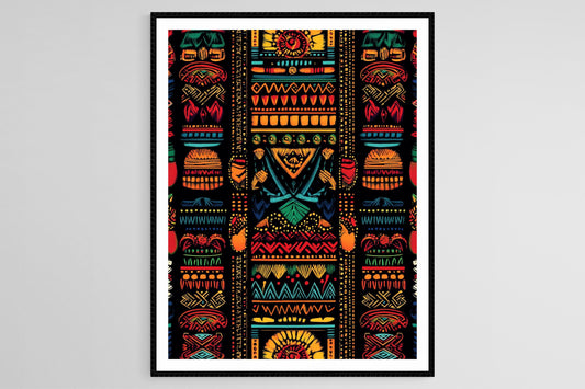Affiche Art Tribal Africain – Imprimé Dashiki Coloré et Énergique