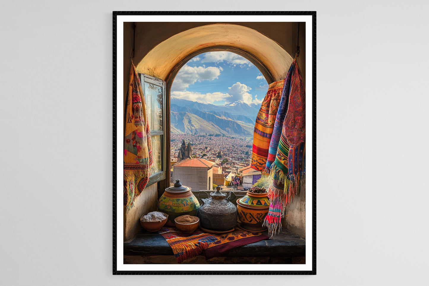 Affiche La Paz Bolivie – Impression artistique des Andes et textiles