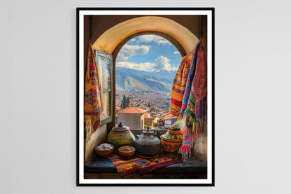 Affiche La Paz Bolivie – Impression artistique des Andes et textiles