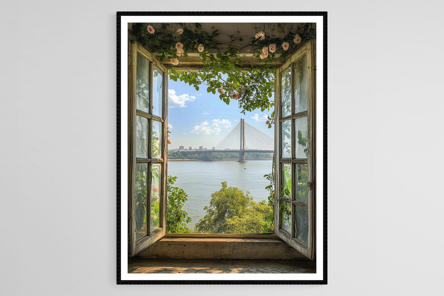 Affiche Kolkata – Imprimé artistique du pont Howrah et vitraux