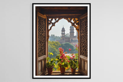 Affiche Lucknow – Poster Art de Bara Imambara et Fenêtres en Treillis