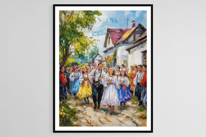 Affiche Mariage Roumain – Poster Costumes Folkloriques et Fête Joyeuse