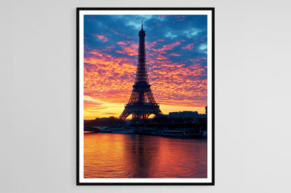 Affiche Paris – Poster Silhouette de la Tour Eiffel au coucher de soleil