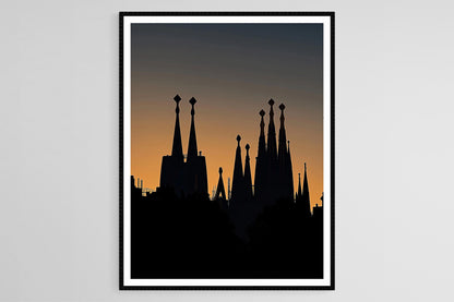 Affiche Sagrada Família – Poster Silhouette de Barcelone au crépuscule