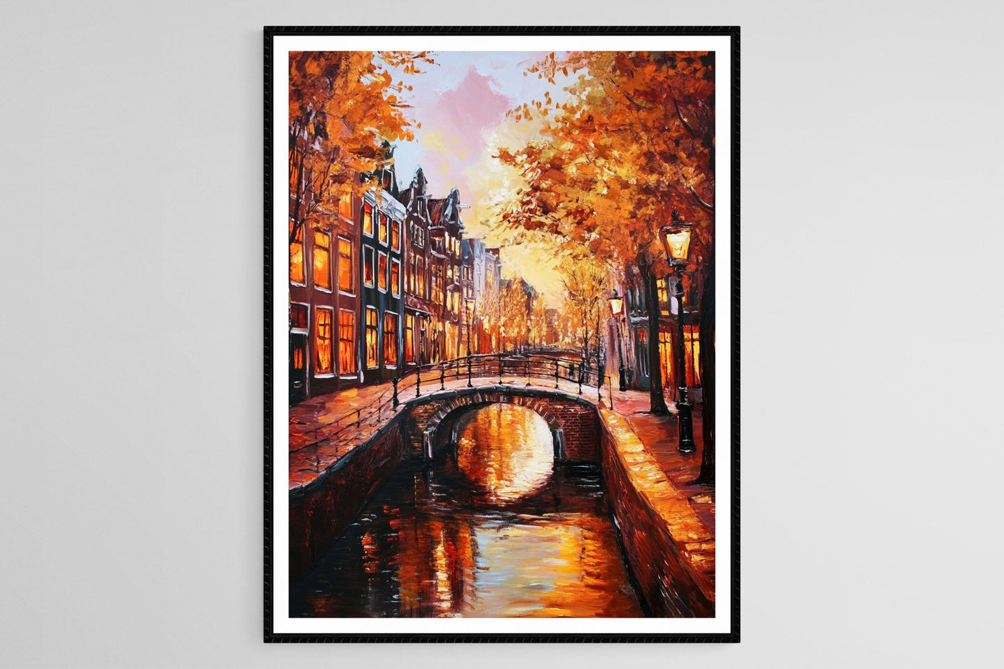 Affiche Amsterdam – Poster Maison de Canal au Crépuscule