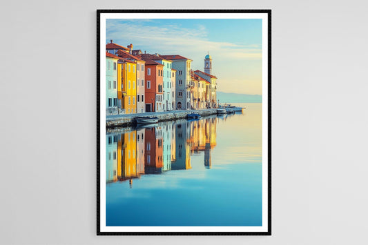 Affiche Piran – Poster Bâtiments Colorés et Lumière d'Adriatique