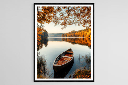 Affiche Lac de Mazurie – Poster Feuilles d'automne et Eaux tranquilles
