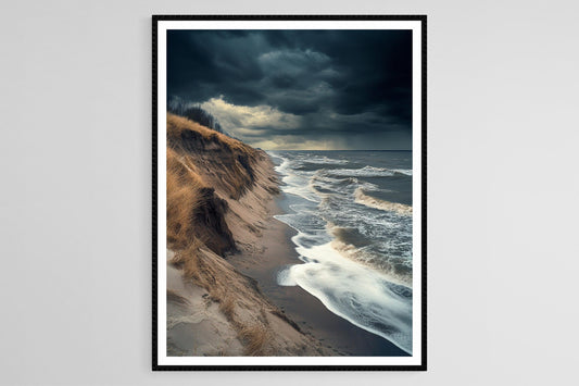 Affiche Mer Baltique – Poster Falaises Rugueuses et Dunes Venteuses