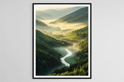 Affiche Bieszczady – Poster Paysage de collines et brume matinale