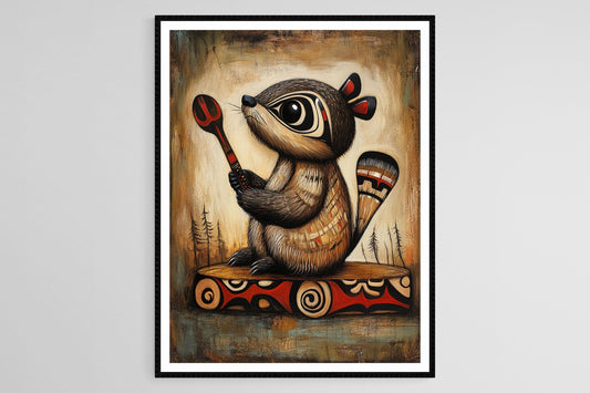 Affiche Art Haida – Poster Castor, Symbole de Diligence Amérindien