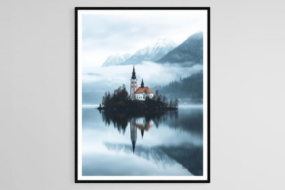 Affiche Lac de Bled – Poster Voyage en Slovénie, Art Paysager Européen