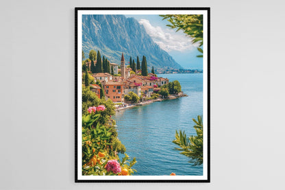 Affiche Lac de Garde – Poster des Villes Historiques et Eaux Azurées