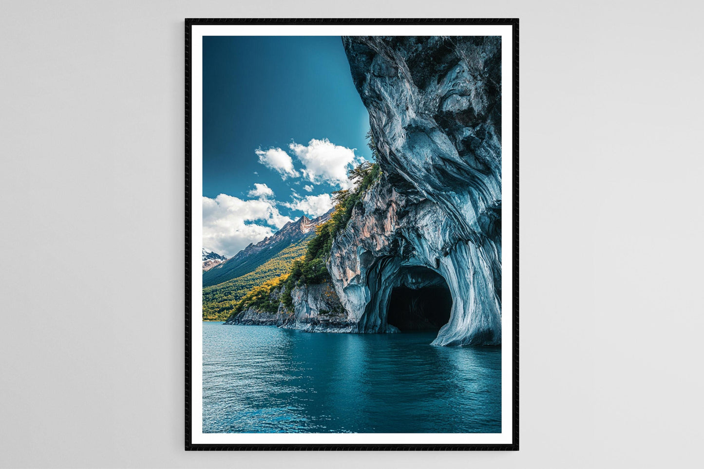 Affiche de Lac General Carrera – Poster des Grottes de Marbre, Eau Turquoise