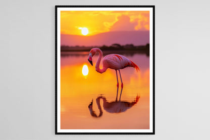 Affiche Lac Nakuru – Poster Flamants Roses au Coucher de Soleil