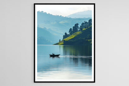 Affiche Lac Bunyonyi – Impression artistique des collines verdoyantes et îles