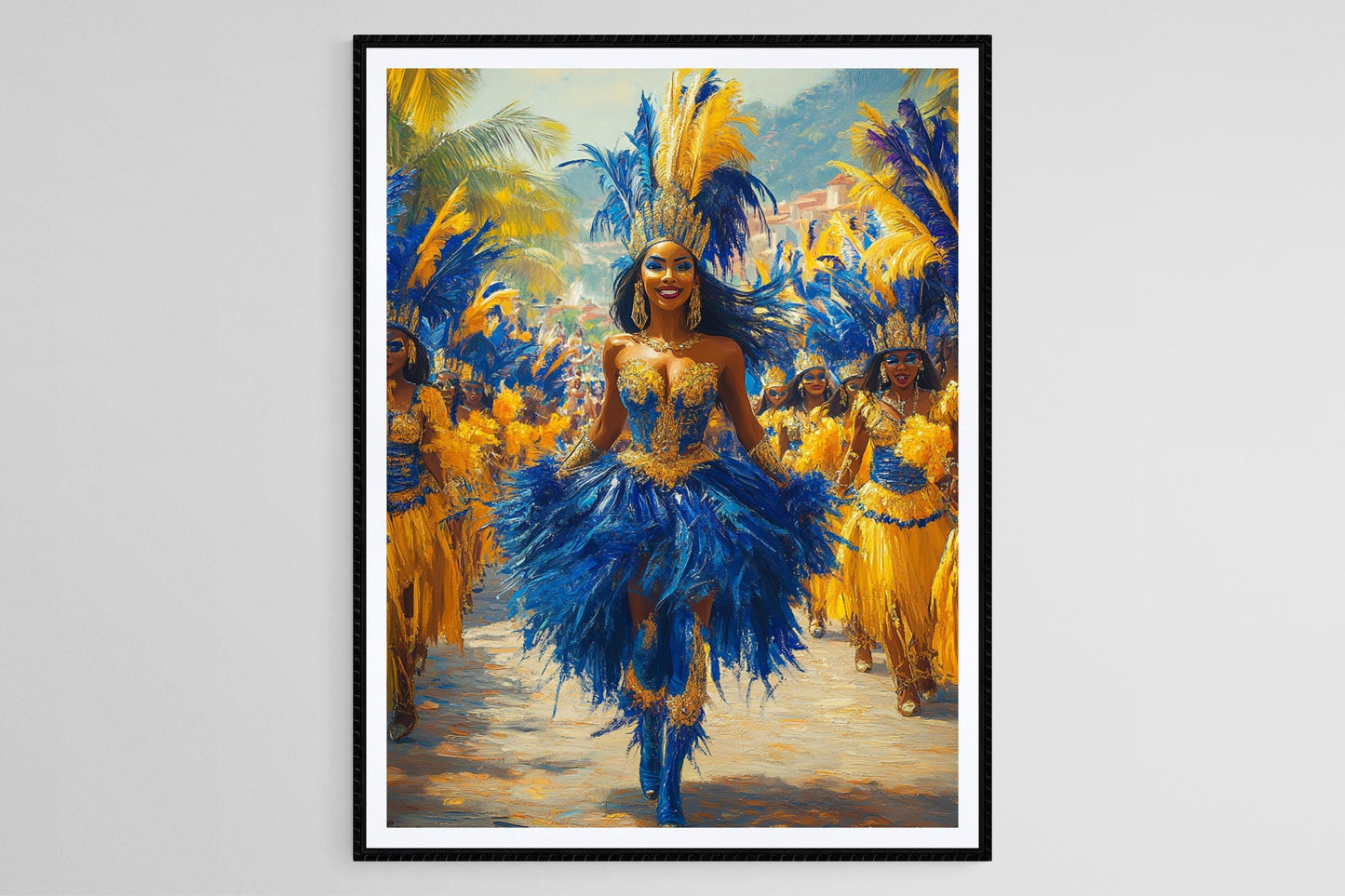 Affiche Carnaval de Trinidad – Impression artistique de danseurs colorés