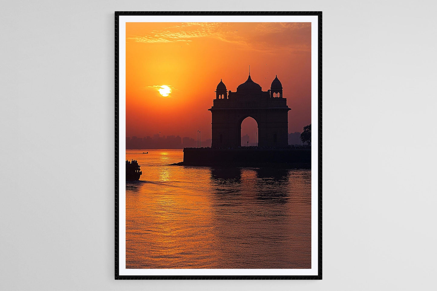 Affiche Mumbai – Poster Silhouette au coucher de soleil de la Porte de l'Inde