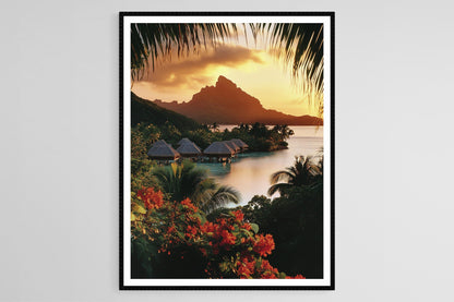 Affiche Bora Bora – Impression artistique des bungalows sur l'eau en Polynésie
