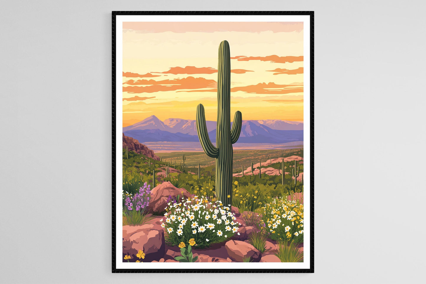 Affiche Désert Sonoran – Impression de Saguaro au coucher de soleil