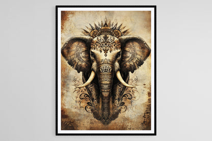 Affiche Éléphant du Karnataka – Tableau Folklore Indien