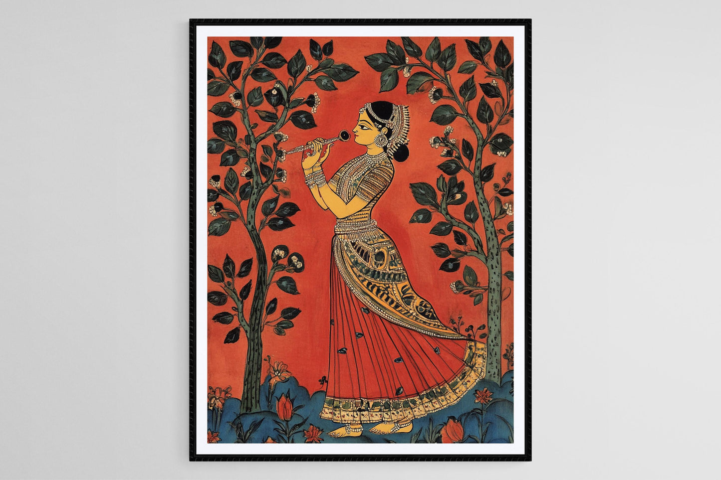 Affiche Kalamkari – Poster Art Spirituel Indien et Motifs Traditionnels