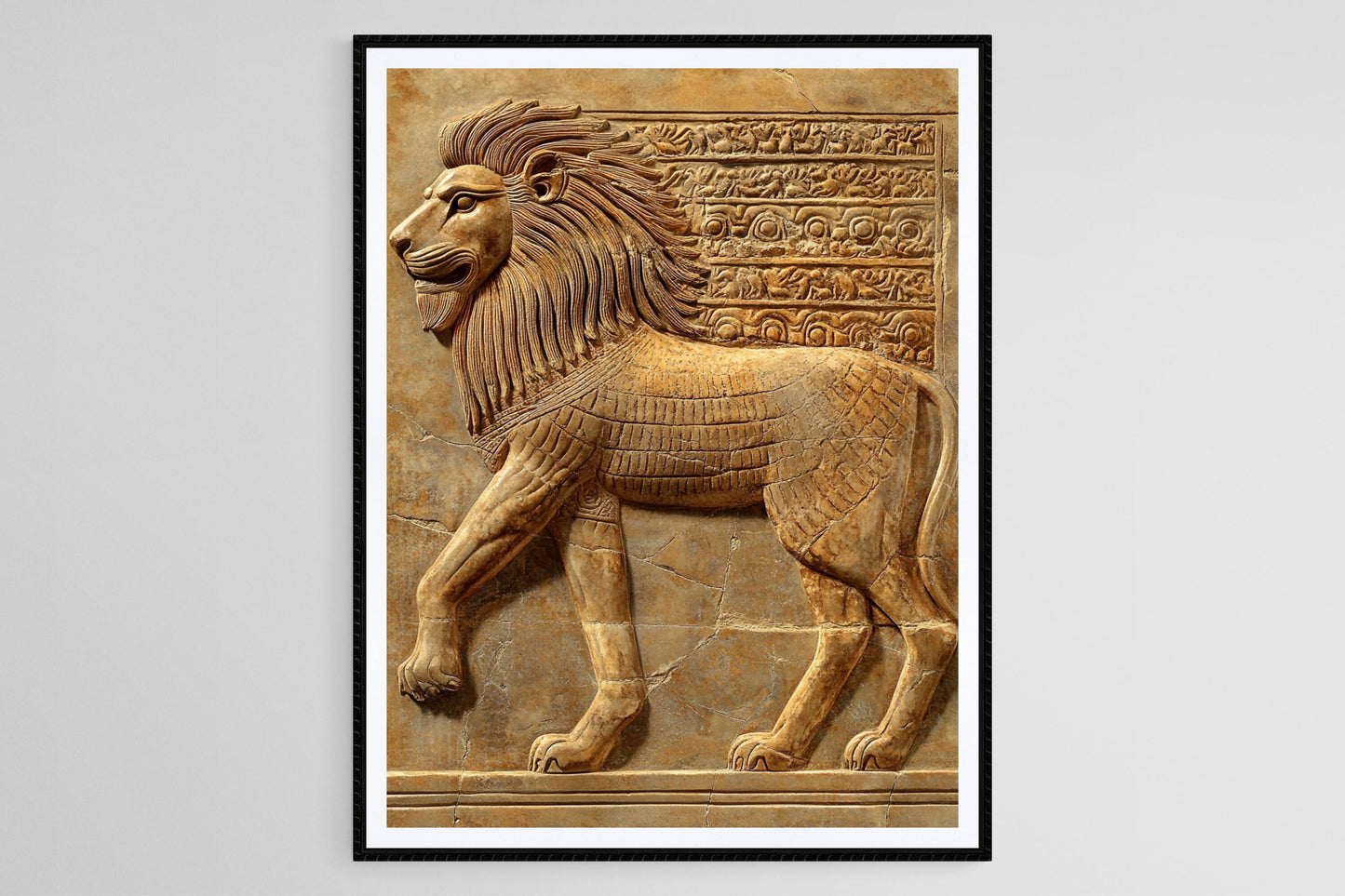 Affiche Lion Babylonien – Poster Art Relief, Symbole de Force et Majesté