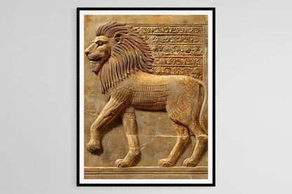 Affiche Lion Babylonien – Poster Art Relief, Symbole de Force et Majesté