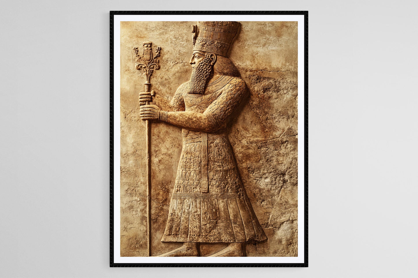 Affiche Roi Sargon – Impression artistique en robes cérémonielles et symboles anciens