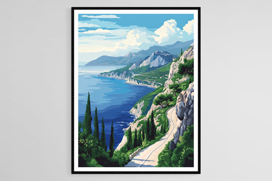 Affiche Llogara – Poster Route sinueuse avec vue sur la mer Ionienne