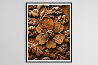 Affiche Artisanat Bosnien – Poster Motifs Floraux Sculptés à la Main