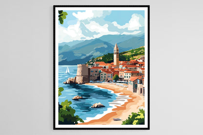 Affiche Budva Riviera – Impression artistique de cette ville côtière vibrant