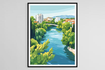 Affiche Podgorica – Impression artistique de rivières en Monténégro