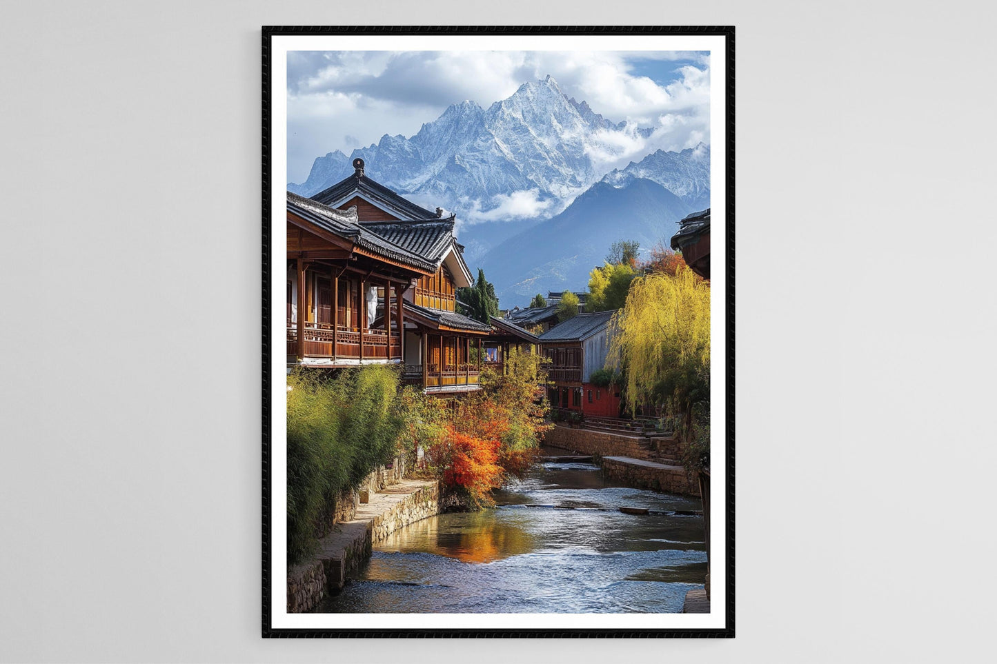 Affiche Lijiang – Poster Art Traditionnelle des Maisons en Bois Naxi