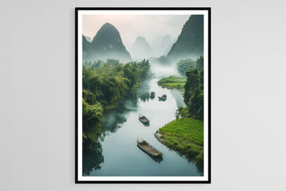 Affiche Yangshuo – Poster Art des montagnes karstiques en Chine