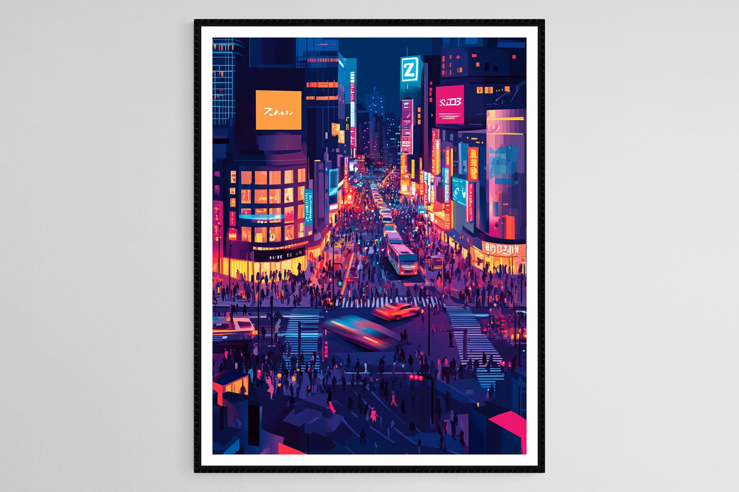 Affiche Tokyo Shibuya – Poster Art de la Traversée Éclairée par la Ville