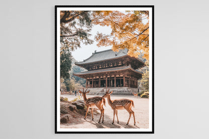 Affiche Todai-ji – Poster Temple de Nara, Cerfs & Salle de Bouddha