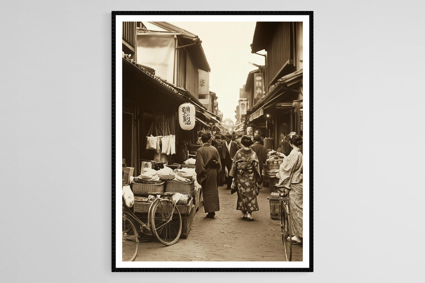 Affiche Marché de Rue des Années 1920 – Photo Sépia Vintage