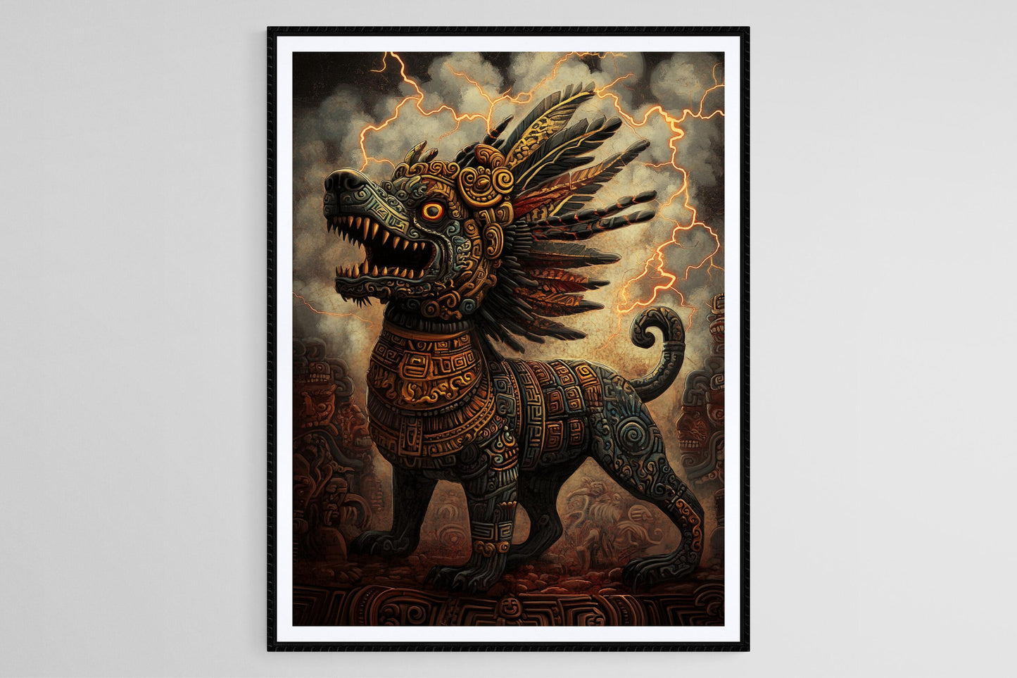 Affiche Xolotl – Poster du Dieu Aztèque de la Foudre et de la Mort