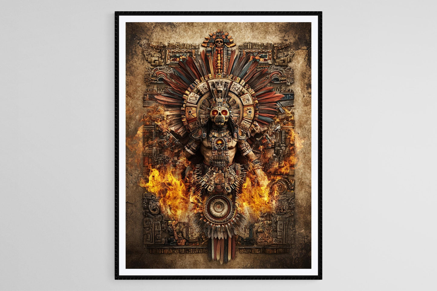 Affiche Xiuhtecuhtli – Poster Art de l'Aztèque, Dieu du Feu et du Temps