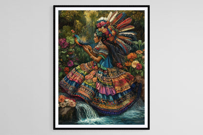 Affiche Chalchiuhtlicue – Poster Art de la Déesse Aztèque de l'Eau et de la Fertilité