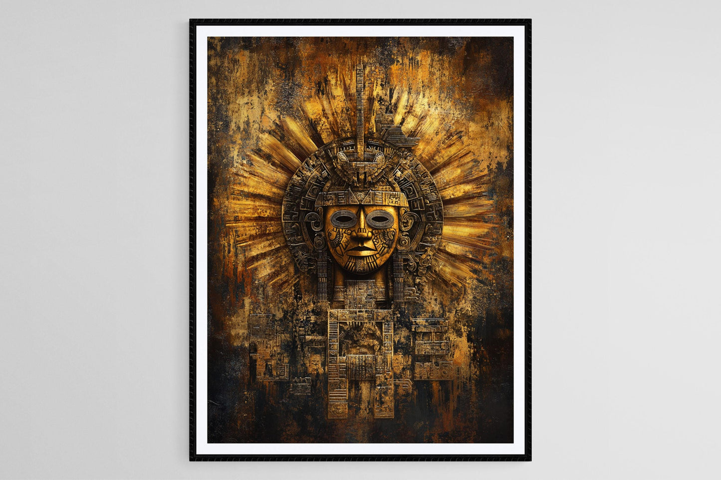 Affiche Tonatiuh – Poster Art Azteque du Dieu Soleil et Symboles Solaires