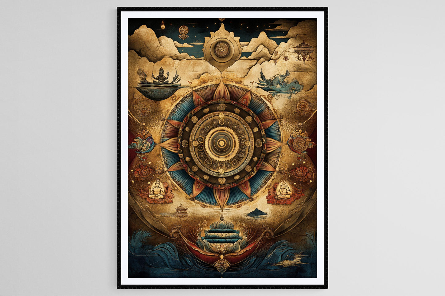Affiche Thangka Népalais – Poster Mandala Bouddhiste Traditionnel