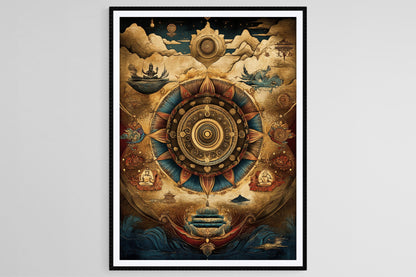 Affiche Thangka Népalais – Poster Mandala Bouddhiste Traditionnel