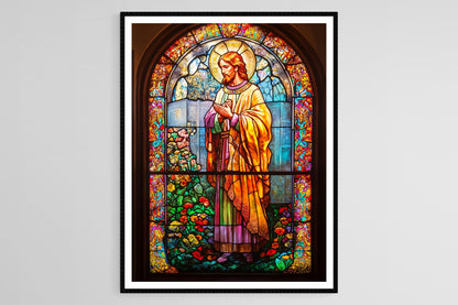 Affiche Art Vitrail – Poster Symbolisme Chrétien & Designs Intriqués