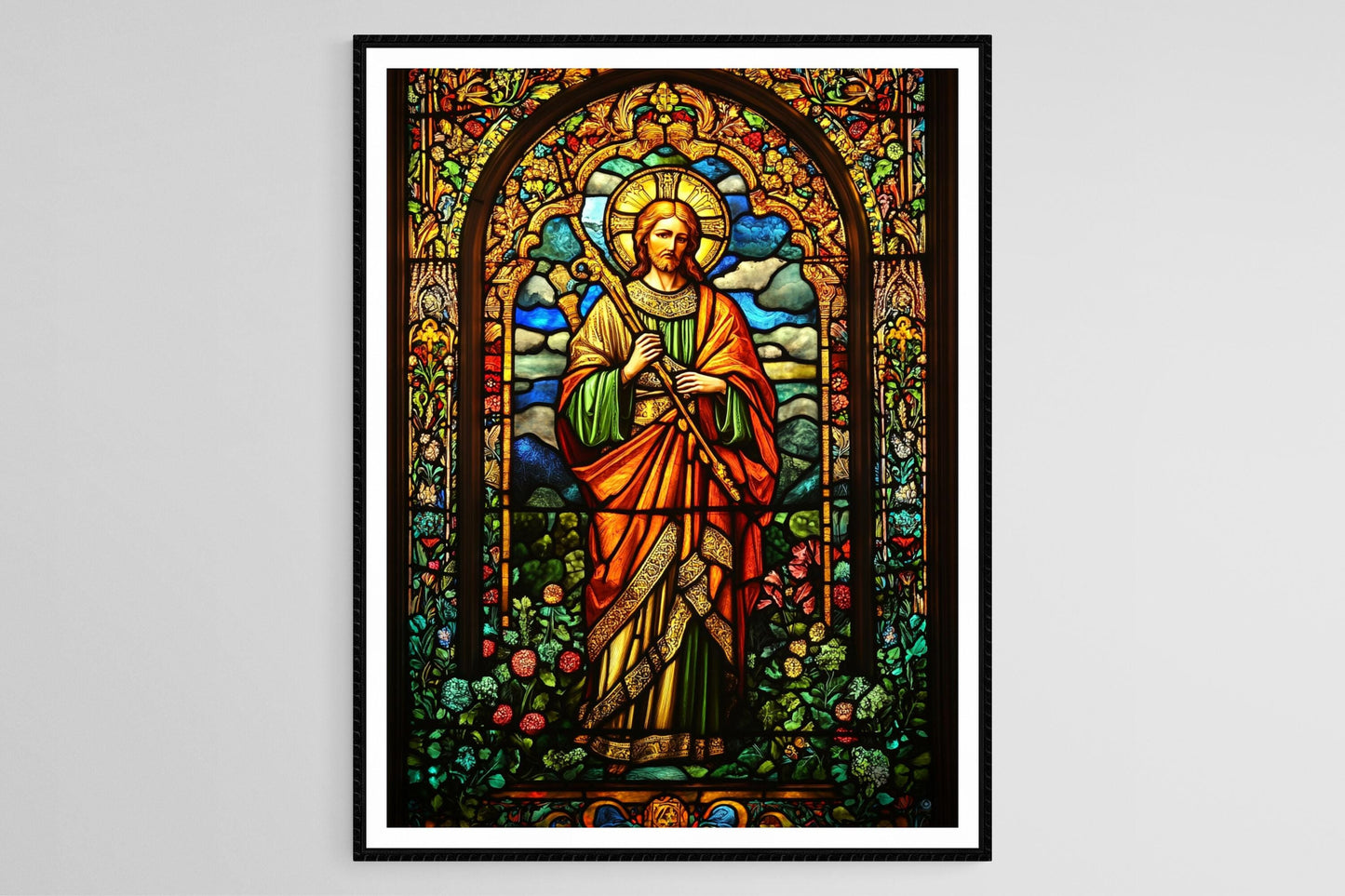Affiche Art Vitral Religieux – Poster Iconographie Chrétienne, Lumière Sacrée