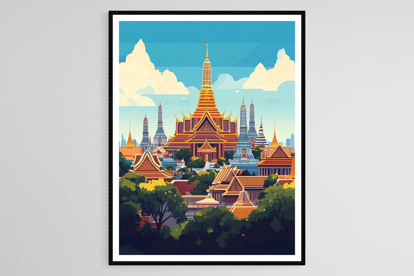 Affiche Palais Royal – Poster Bangkok, Temples Intriqués et Flèches Dorées