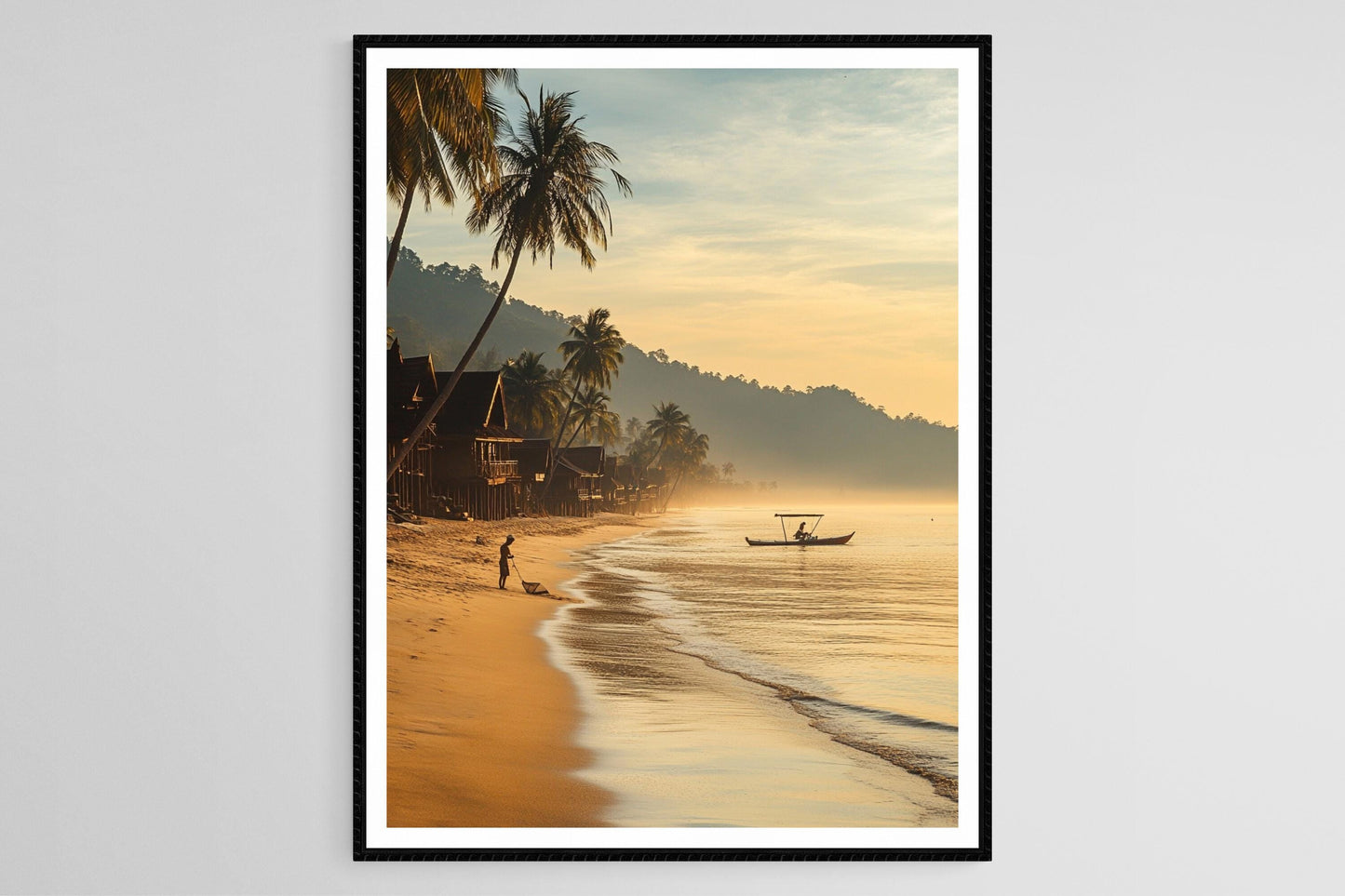 Affiche Lever de soleil à Koh Samui – Poster Palmiers et Eaux Dorées