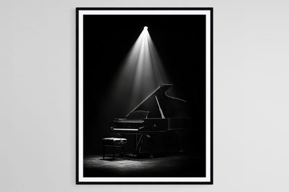 Affiche Piano de Concert – Imprimé Art en Noir et Blanc, Décor Musical